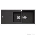 Oliveri Santorini Granite Topmount 1 & 3/4 Double Bowl Sink 1160mm, Left Drainer, 1th, Black ST-BL1512 OF