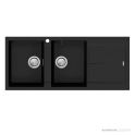 Oliveri Santorini Granite Topmount Double Bowl Sink 1160mm, Right Drainer, 1th, Black ST-BL1516 OF