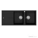 Oliveri Santorini Granite Topmount Double Bowl Sink 1160mm, Left Drainer, 1th, Black ST-BL1517 OF