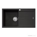 Oliveri Santorini Granite Topmount Single Bowl Sink with Overflow 860mm, Right Drainer, 1th, Black ST-BL1521 OF
