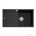 Oliveri Santorini Granite Topmount Single Bowl Sink with Overflow 860mm, Left Drainer, 1th, Black ST-BL1522 OF