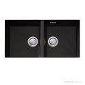 Oliveri Santorini Granite Undermount Double Bowl Sink 860mm, Black ST-BL1563U OF