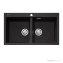 Oliveri Santorini Granite Topmount Double Bowl Sink 860mm, 1th, Black ST-BL1564 OF