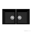 Oliveri Santorini Granite Undermount Piccolo Double Bowl Sink 755mm, Black ST-BL1573U
