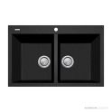 Oliveri Santorini Granite Topmount Piccolo Double Bowl Sink 790mm, 1th, Black ST-BL1574