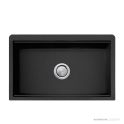 Oliveri Santorini Granite Undermount Farmhouse Single Bowl Sink 838mm, Black ST-BL1584U