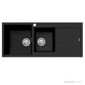 Oliveri Santorini Granite Topmount 1 & 3/4 Double Bowl Sink 1160mm, Right Drainer, 1th, Matte Black ST-MB1511 OF