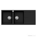 Oliveri Santorini Granite Topmount Double Bowl Sink 1160mm, Right Drainer, 1th, Matte Black ST-MB1516 OF