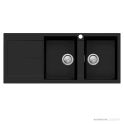Oliveri Santorini Granite Topmount Double Bowl Sink 1160mm, Left Drainer, 1th, Matte Black ST-MB1517 OF