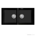Oliveri Santorini Granite Undermount Double Bowl Sink 860mm, Matte Black ST-MB1563U OF