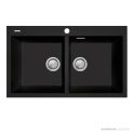 Oliveri Santorini Granite Topmount Double Bowl Sink 860mm, 1th, Matte Black ST-MB1564 OF