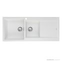 Oliveri Santorini Granite Topmount 1 & 3/4 Double Bowl Sink 1160mm, Right Drainer, 1th, White ST-WH1511 OF