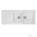 Oliveri Santorini Granite Topmount 1 & 3/4 Double Bowl Sink 1160mm, Left Drainer, 1th, White ST-WH1512 OF