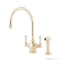 Shaws by Perrin & Rowe Ribble Kitchen Mixer with Spray Rinse - Gold 