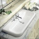 Victoria & Albert Lario 100 Solo Stone Undermount Basin 999 x 479 x 135mm, with Overflow and 3 Tapholes, Gloss White