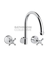 Bastow Tapware - Georgian Wall Mounted Sink Tap Set with Porcelain Lever Handles CHROME