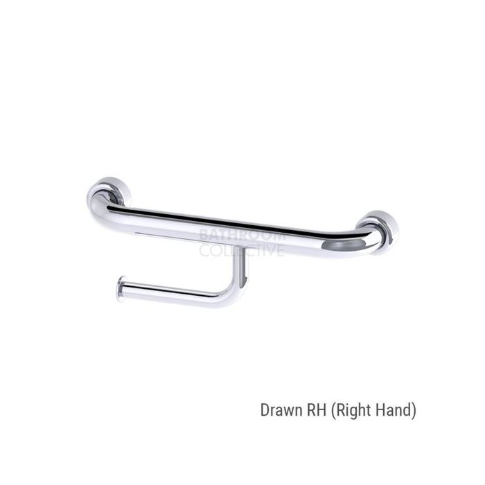 Conserv - Hygienic Seal Grab Rail & Toilet Roll Holder 300mm Right Hand POLISHED