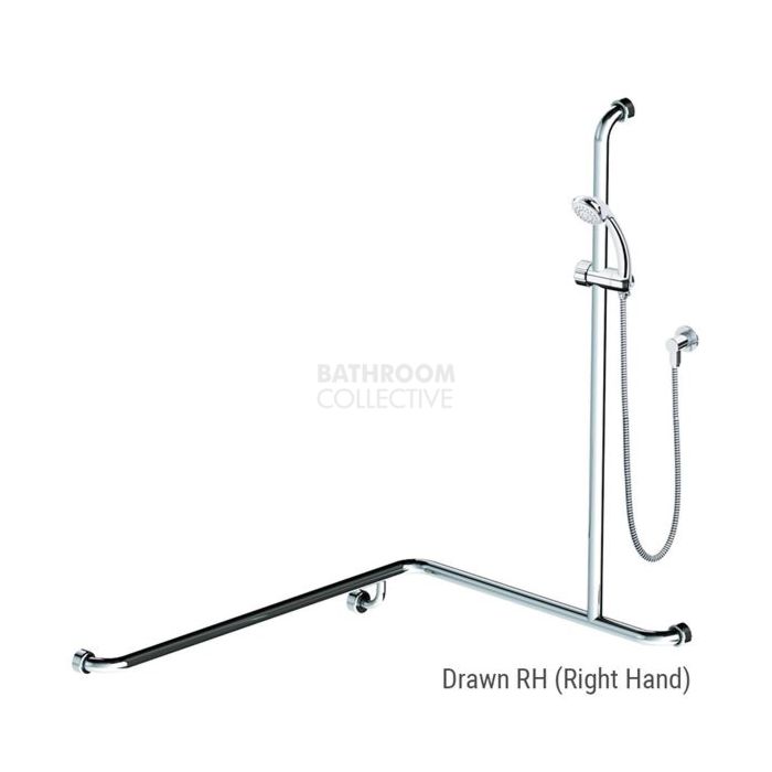 Conserv - Kit 13 Commercial 760x1000x1100mm Right Hand Grab Rail Shower System SATIN