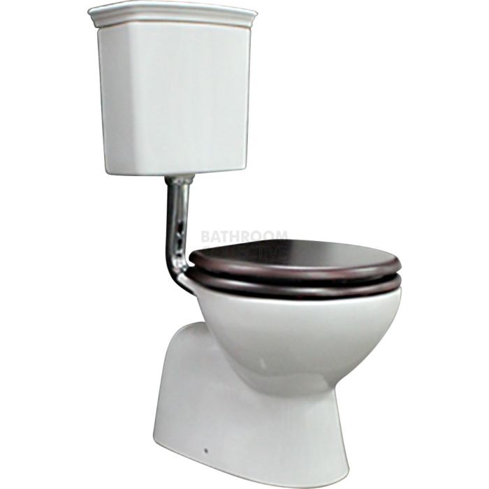 RAK - Georgian Link Low Level Toilet with Mahogany Seat (Bottom Inlet S Trap 140 - 190mm)