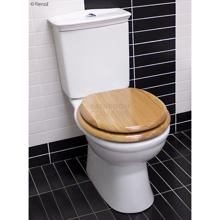 RAK - Kingston Closed Coupled Toilet Oak Seat  (Bottom Inlet S Trap 110 - 190mm)
