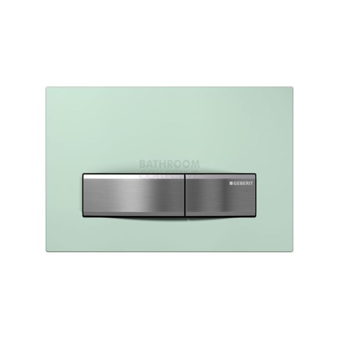 Geberit - Sigma50 Mechanical Dual Flush Button/Access Plate Green Satinate Glass, Brushed (metal)