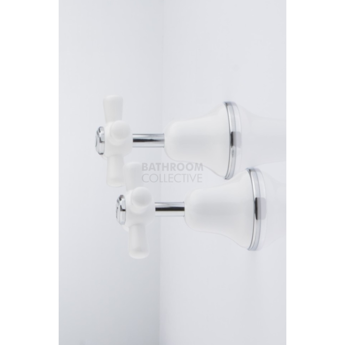 Faucet Strommen - Cascade Wall Tap Pr, Cross, Jumper Valve WHITE + CHROME 30141-31