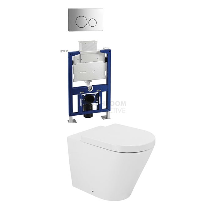 Gallaria - Tropical Toilet Wall Hung Pan Low Level Cistern & CIRCO CHROME Button Package (P Trap)