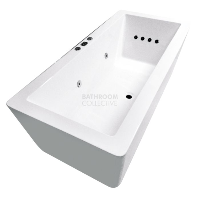 Broadway - Angulo 1500mm Rectangular Freestanding Acrylic Spa, 12 Jets with Electronic Touch Pad WHITE