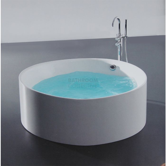 Broadway - Arezzo 1400mm Round Freestanding Acrylic Spa, 12 Jets with Remote & Down Light WHITE