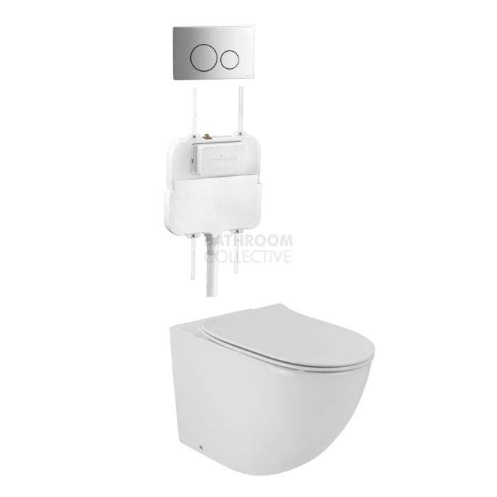 Gallaria - Danza Toilet Floor Pan Thin Seat Cistern & CIRCO STEEL Button Package (P & S Trap 80-140mm)
