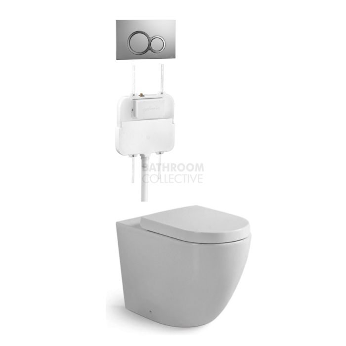 Gallaria - Danza Toilet Floor Pan Standard Seat, Cistern & VOLE CHROME Button Package (P & S Trap 80-140mm)
