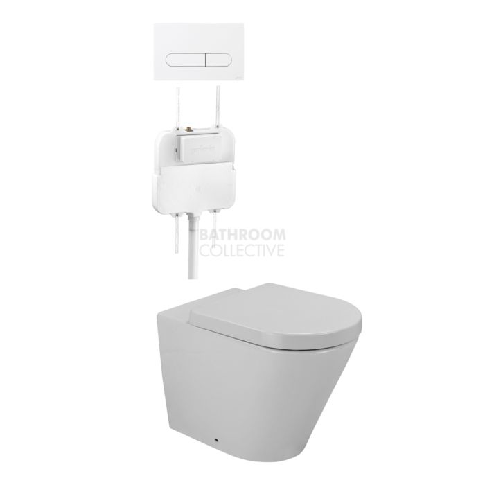 Gallaria - Tropical Toilet Floor Pan Cistern & ENERO WHITE Button Package (P & S Trap 80-140mm)
