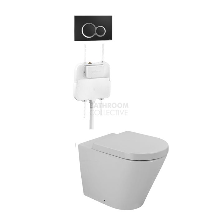 Gallaria - Tropical Toilet Floor Pan Cistern & VOLE BLACK Button Package (P & S Trap 80-140mm)
