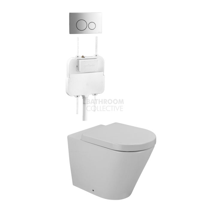Gallaria - Tropical Toilet Floor Pan Cistern & CIRCO STEEL Button Package (P & S Trap 80-140mm)