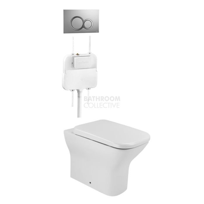Gallaria - Luxx Toilet Floor Pan Cistern & VOLE CHROME Button Package (P & S Trap 65-85mm)
