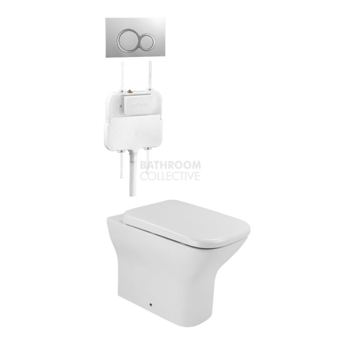 Gallaria - Luxx Toilet Floor Pan Cistern & VOLE WHITE Button Package (P & S Trap 65-85mm)