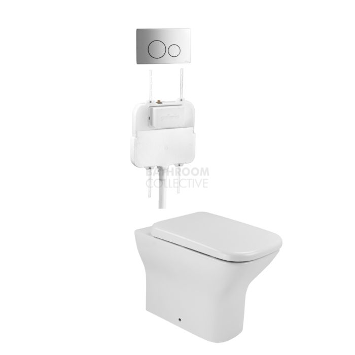 Gallaria - Luxx Toilet Floor Pan Cistern & CIRCO STEEL Button Package (P & S Trap 65-85mm)