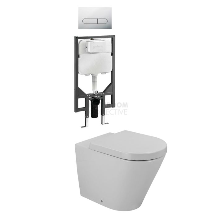 Gallaria - Tropical Toilet Wall Hung Pan Cistern & ENERO CHROME Button Package (P Trap)