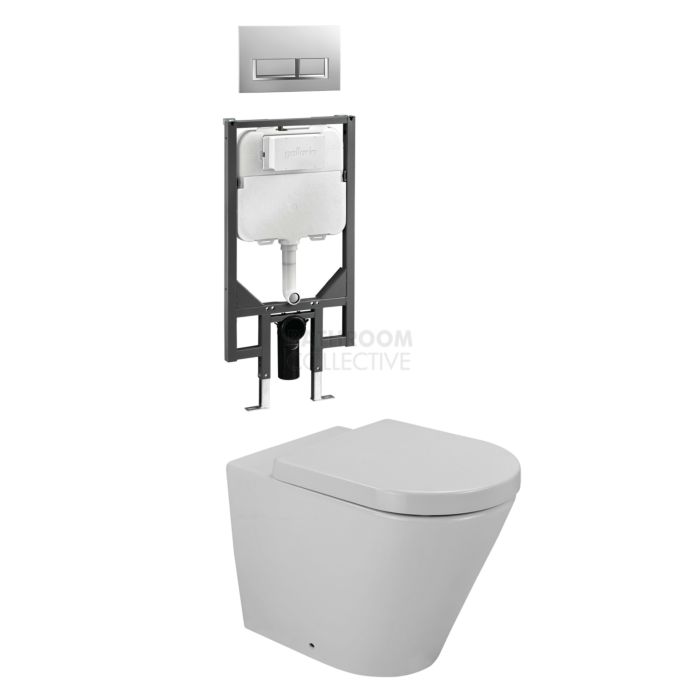 Gallaria - Tropical Toilet Wall Hung Pan Cistern & QUBO WHITE Button Package (P Trap)