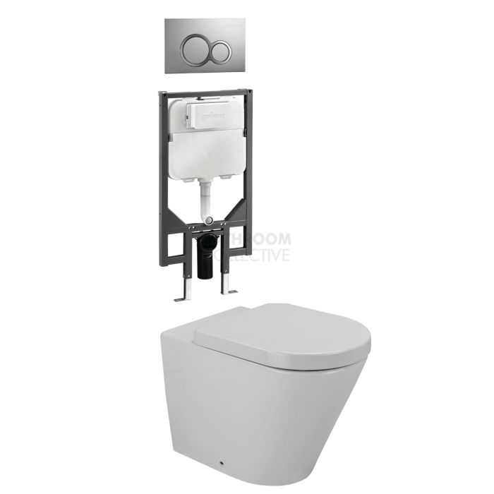 Gallaria - Tropical Toilet Wall Hung Pan Cistern & VOLE CHROME Button Package (P Trap)