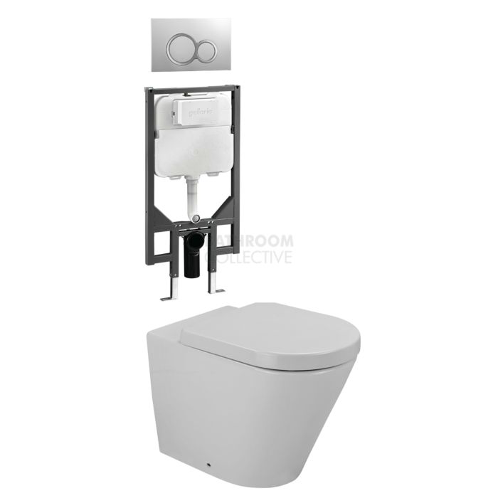 Gallaria - Tropical Toilet Wall Hung Pan Cistern & VOLE WHITE Button Package (P Trap)