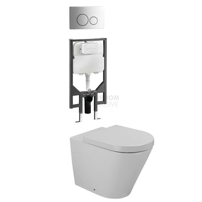Gallaria - Tropical Toilet Wall Hung Pan Cistern & CIRCO STEEL Button Package (P Trap)
