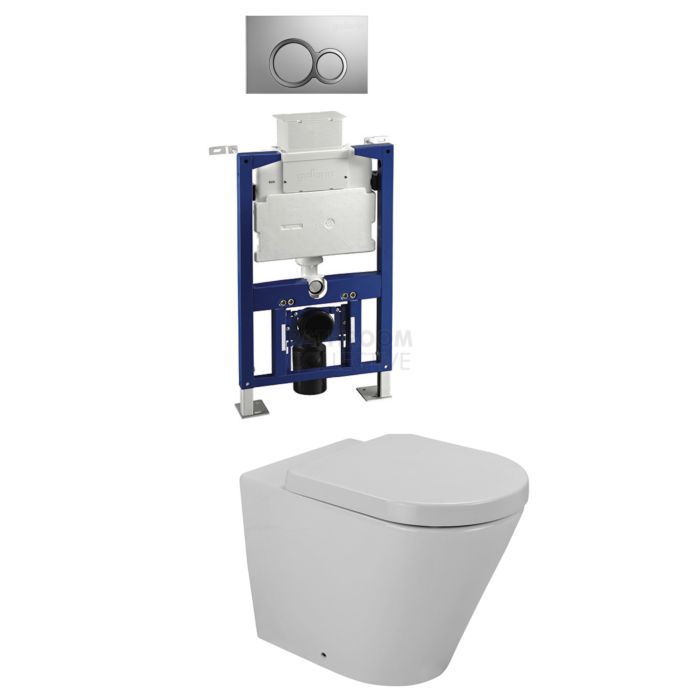Gallaria - Tropical Toilet Wall Hung Pan Low Level Cistern & VOLE CHROME Button Package (P Trap)