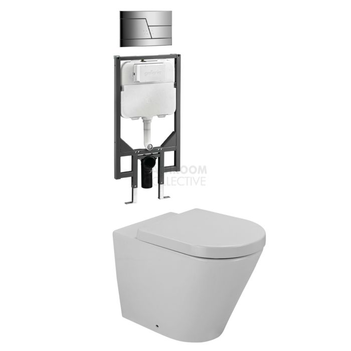 Gallaria - Tropical Toilet Wall Hung Pan Cistern & SPARCO SATIN Button Package (P Trap)