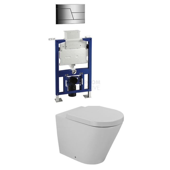 Gallaria - Tropical Toilet Wall Hung Pan Low Level Cistern & ENZO SATIN Button Package (P Trap)