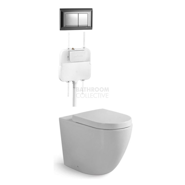 Gallaria - Danza Toilet Floor Pan Standard Seat, Cistern & SPARCO CHROME Button Package (P & S Trap 80-140mm)