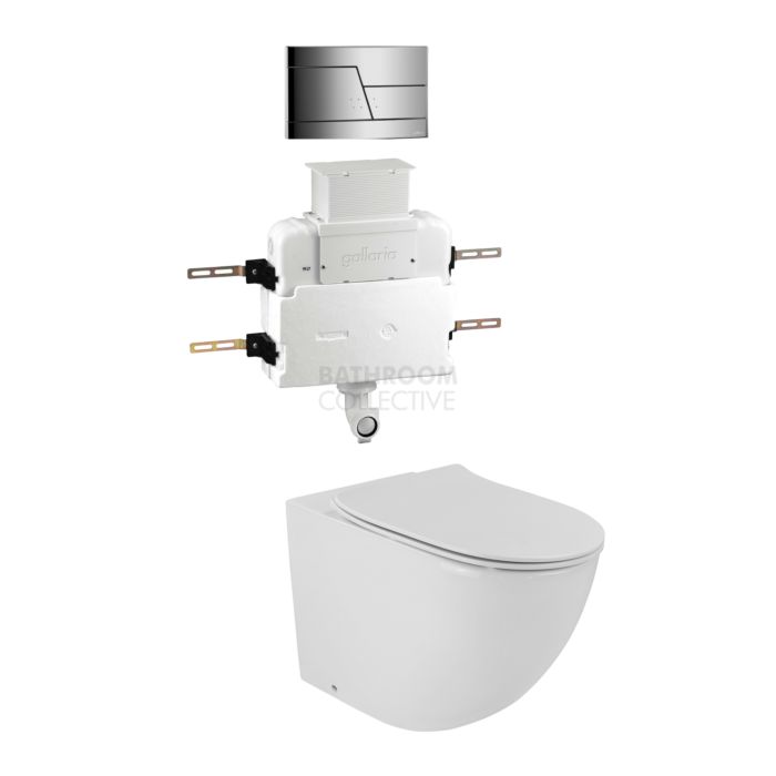 Gallaria - Danza Toilet Floor Pan Thin Seat ENZO SATIN Button & Low Level Cistern Package (P & S Trap 80-140mm)