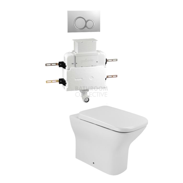 Gallaria - Luxx Toilet Floor Pan VOLE WHITE Button & Low Level Cistern Package (P & S Trap 65-85mm)