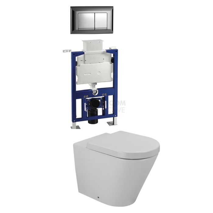 Gallaria - Tropical Toilet Wall Hung Pan Low Level Cistern & SPARCO CHROME Button Package (P Trap)