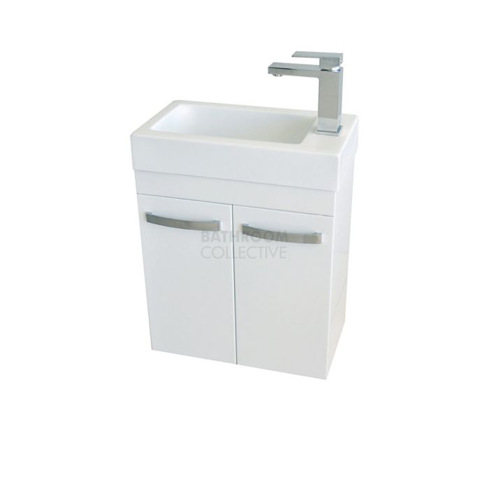 Fienza - Ensuite Ralph Wall Hung Vanity, Ceramic Top Gloss White 450mm 1 Tap Hole